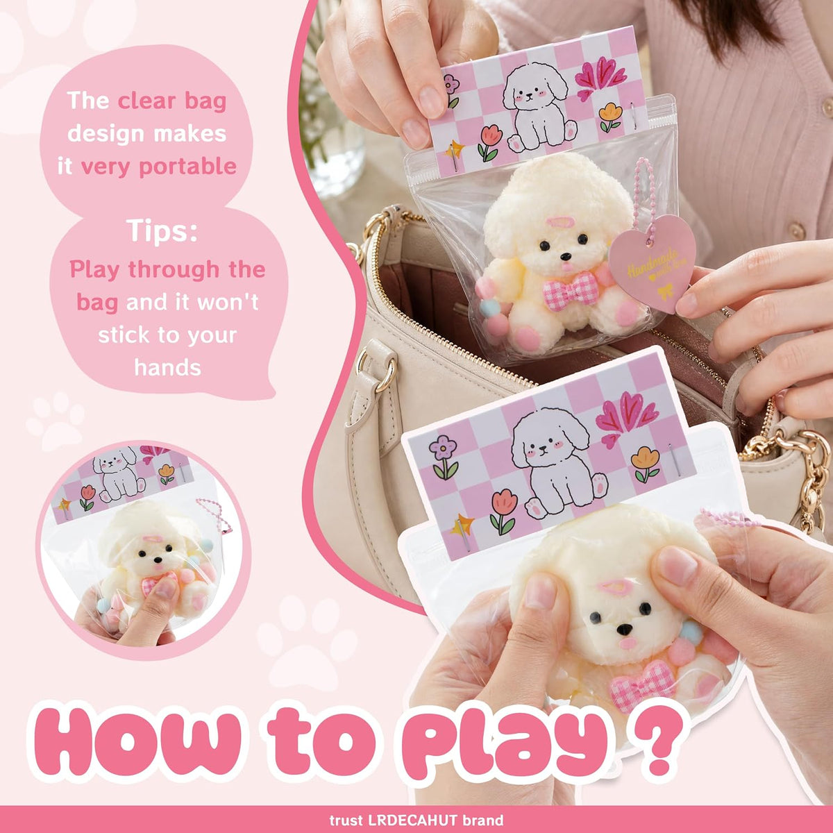Taba Dog Squishy Fidget Toys, Handmade Slow Rising Squeeze Toys