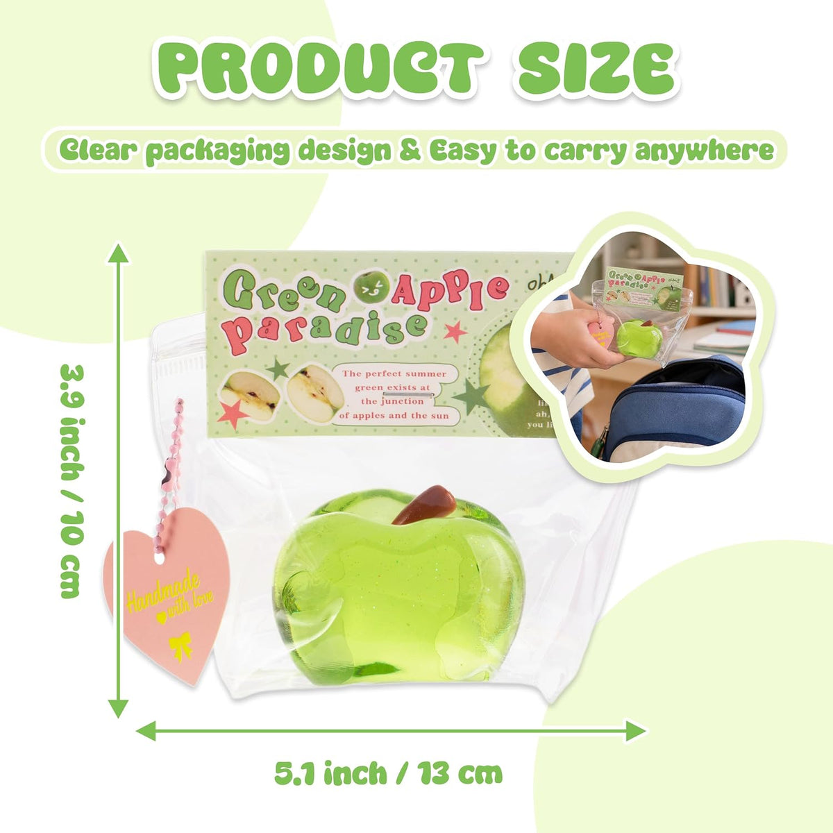 Sticky Apple Taba Clear Squishy Toy, Non-Toxic Silicone Stress Fidget Toy
