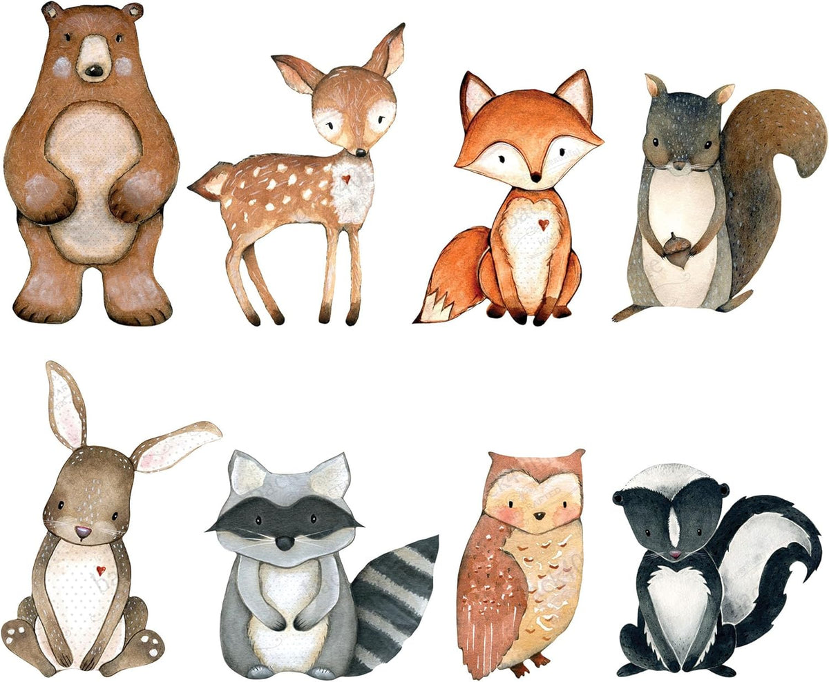 Forest Critters Painted Wooden Animal Cutout Shapes (Cupcake Topper (Set of 3))