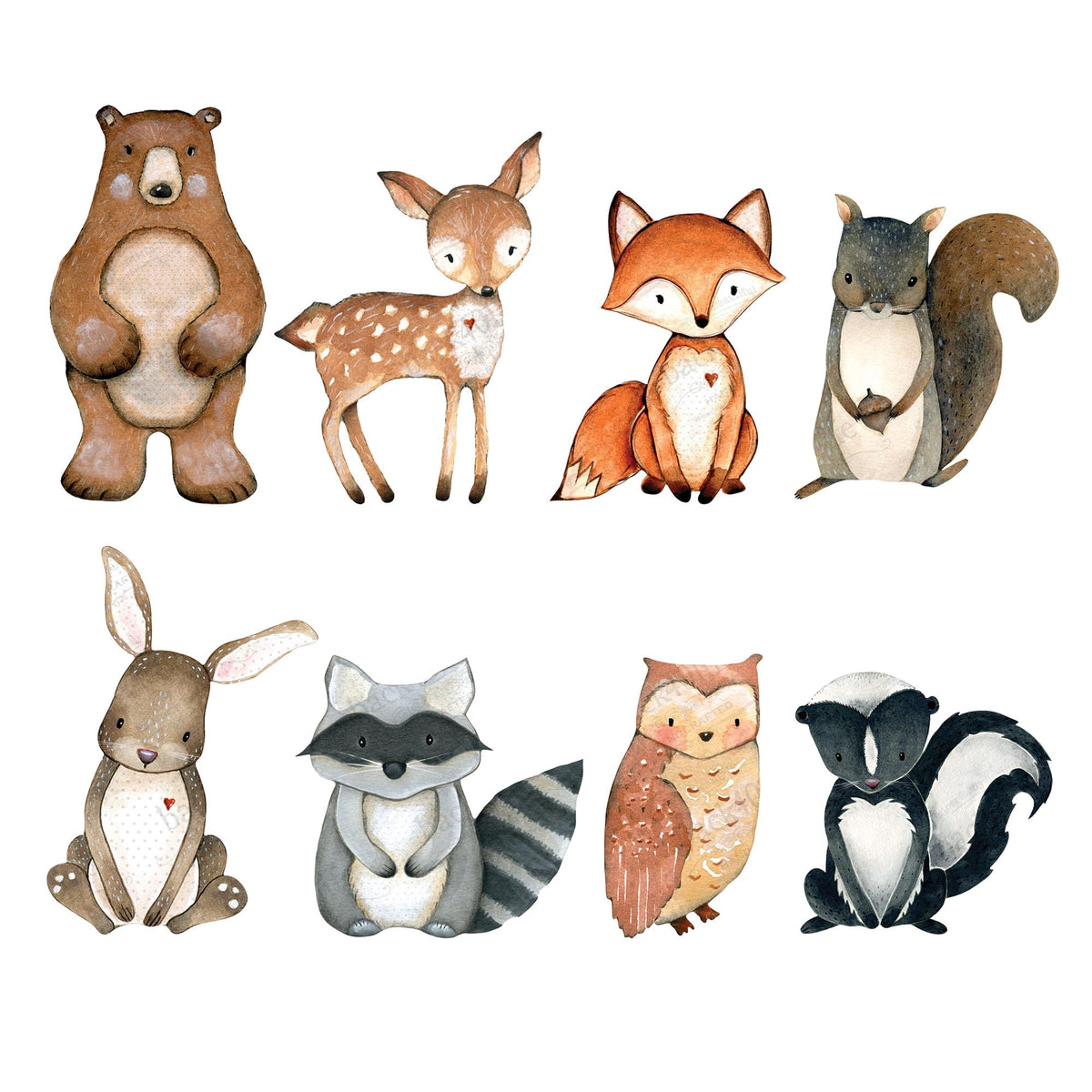 Forest Critters Painted Wooden Animal Cutout Shapes (Cupcake Topper (Set of 3))