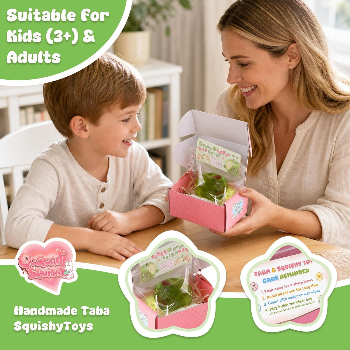 Sticky Apple Taba Clear Squishy Toy, Non-Toxic Silicone Stress Fidget Toy