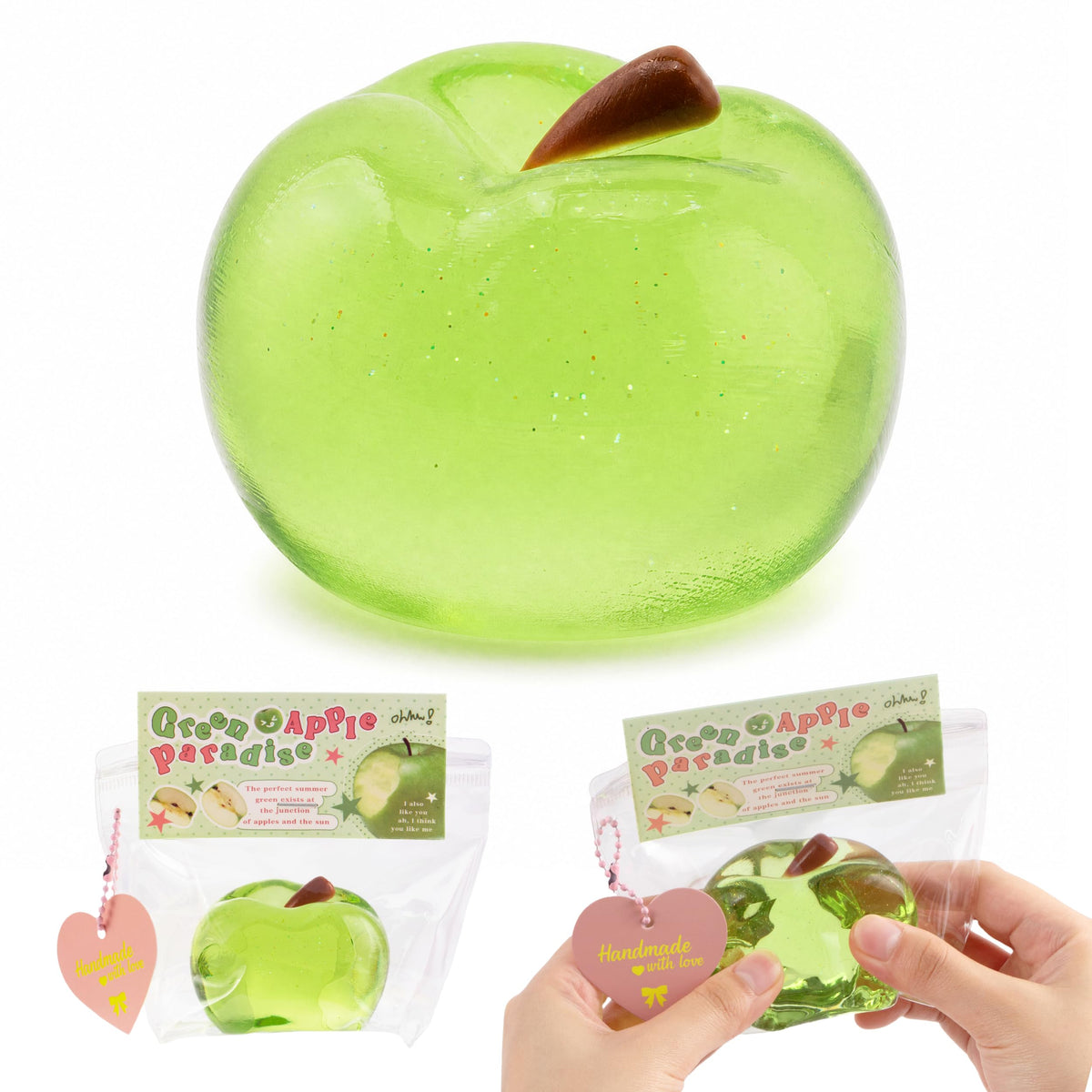 Sticky Apple Taba Clear Squishy Toy, Non-Toxic Silicone Stress Fidget Toy