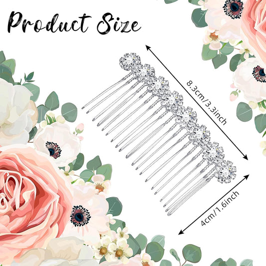 Geosar 4 Pcs Rhinestone Hair Comb for Women, Silver