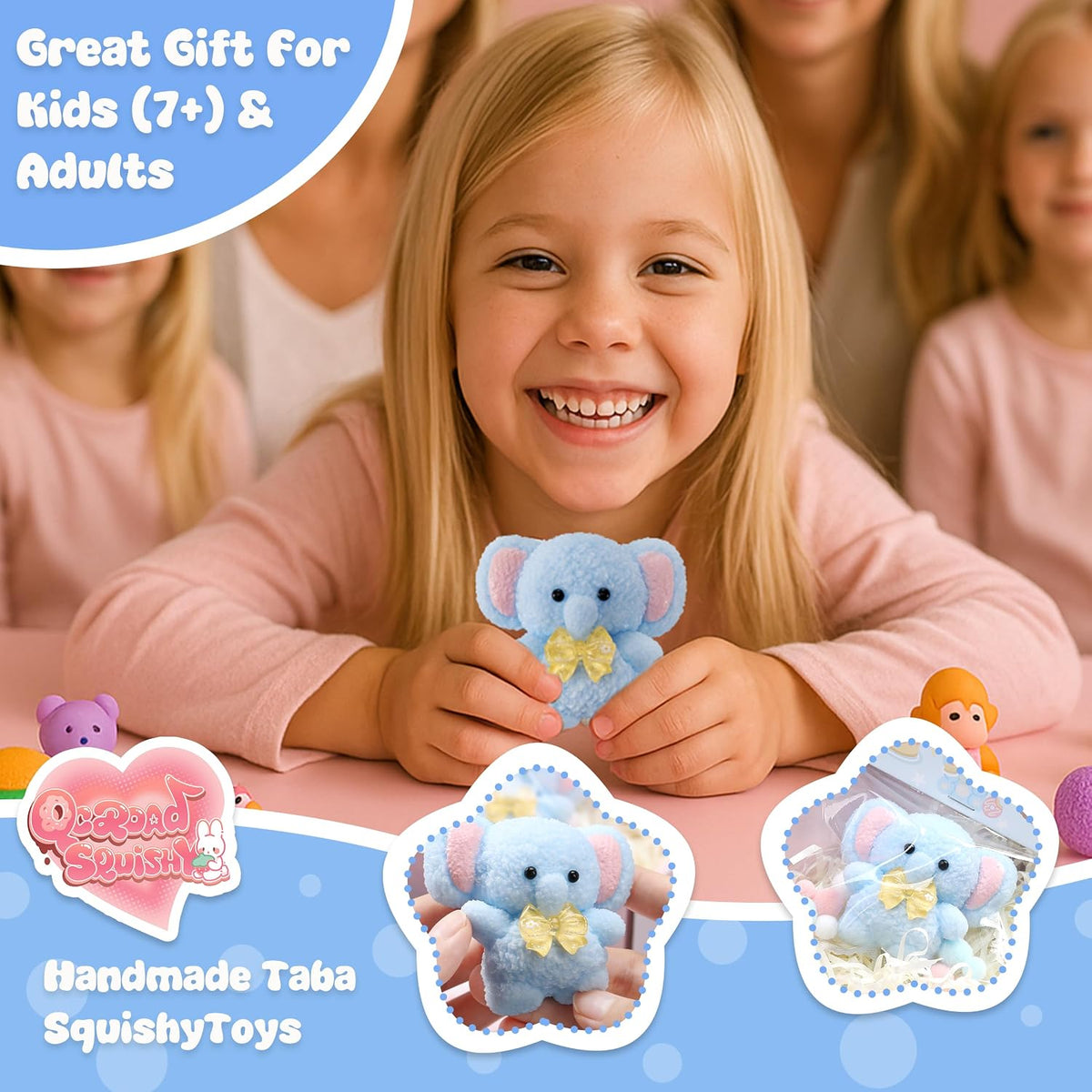 Handmade Taba Blue Elephant Squishy Toy