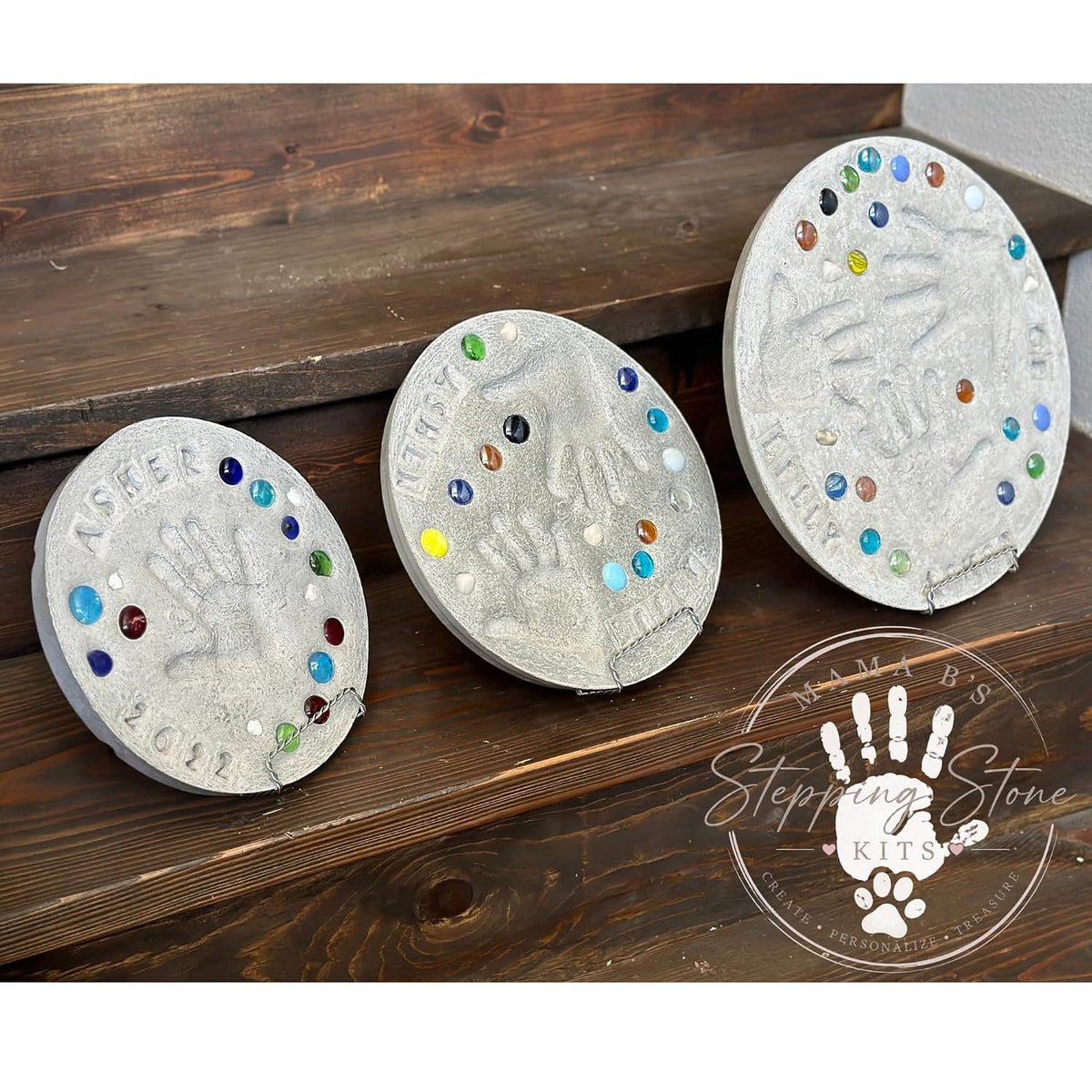 Large DIY Stepping Stone Kit, Handprint Stepping Stone, Mother's Day Gift, Footprint Stepping Stone (10 Inch)