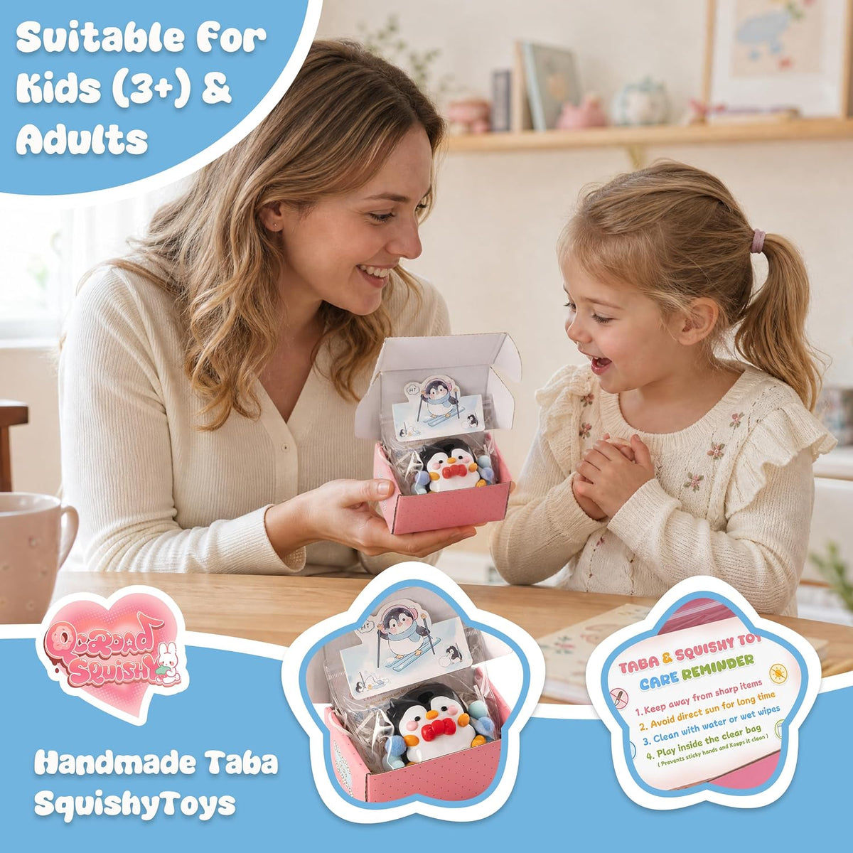 Original Taba Penguin Squishy Silicone Sticky Squeeze Fidget Sensory Toy