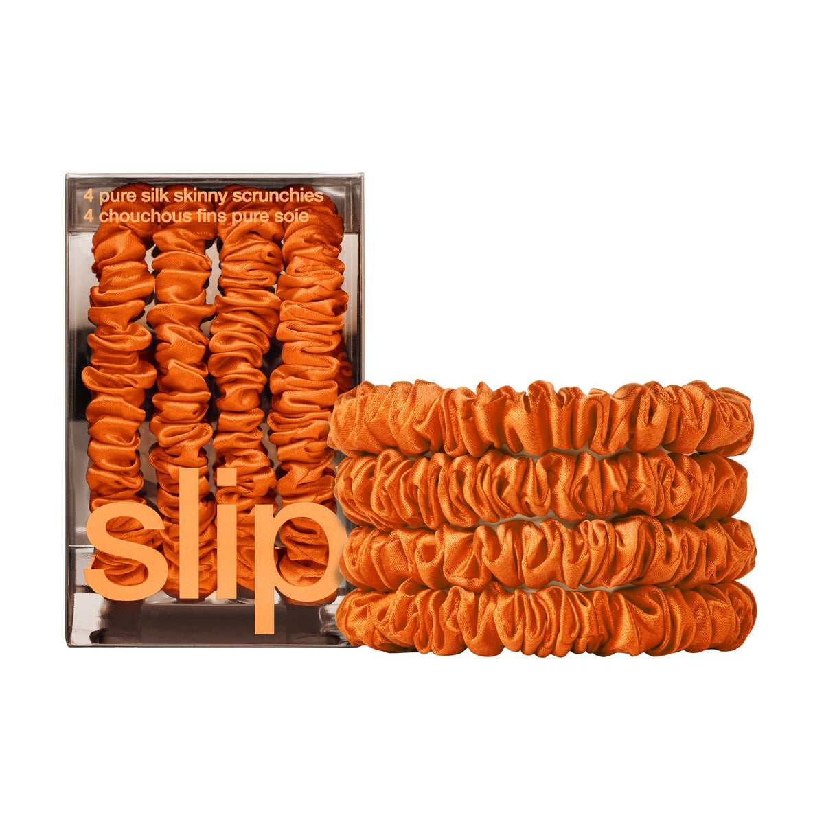 Slip Silk Hair Ties, Blonde Skinny Scrunchies, Set of 4 | Anti-Damage