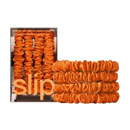 Slip Silk Hair Ties, Blonde Skinny Scrunchies, Set of 4 | Anti-Damage