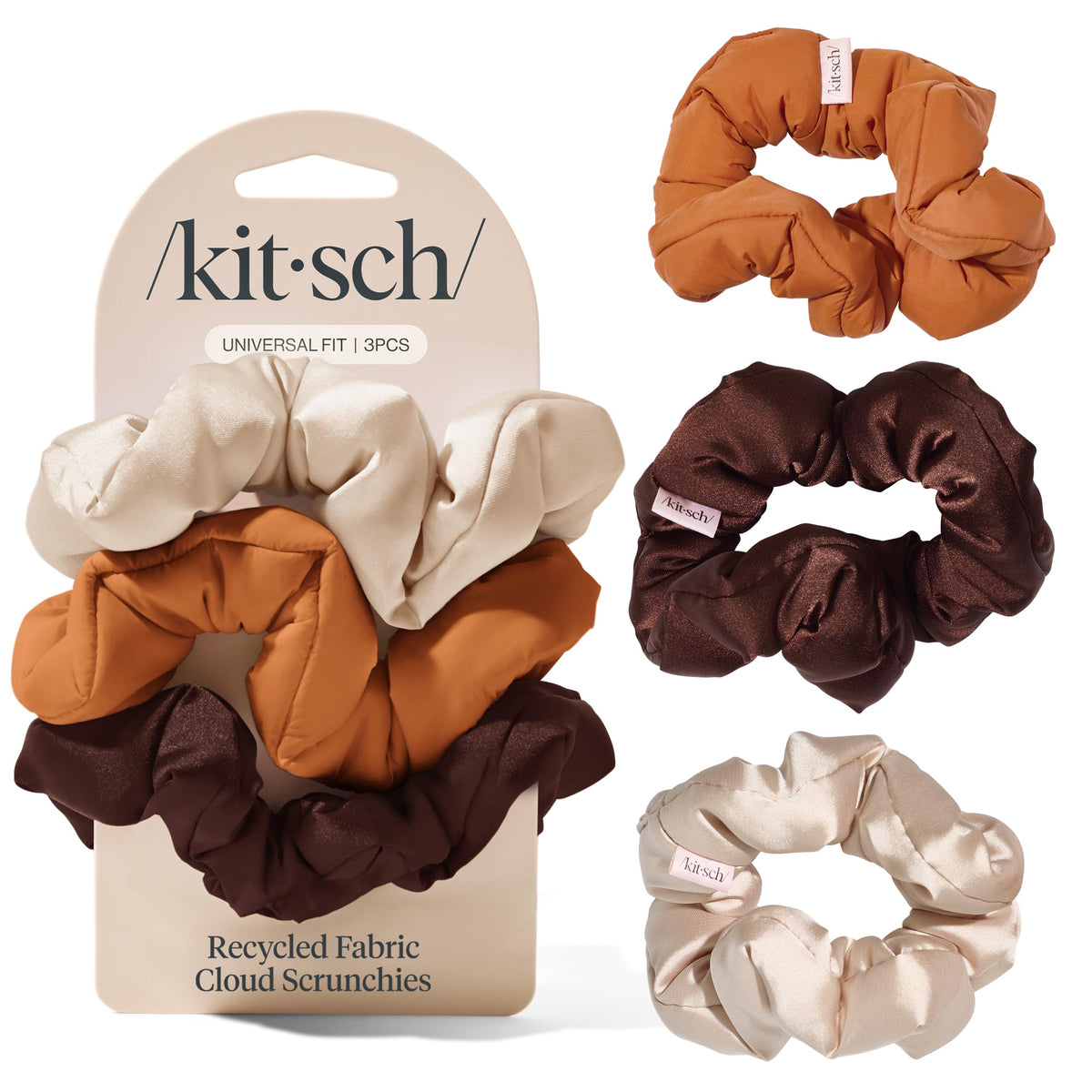 Lisa Frank x Kitsch Ruched Satin Scrunchies for Women- Rainbow Leopard 4pcs