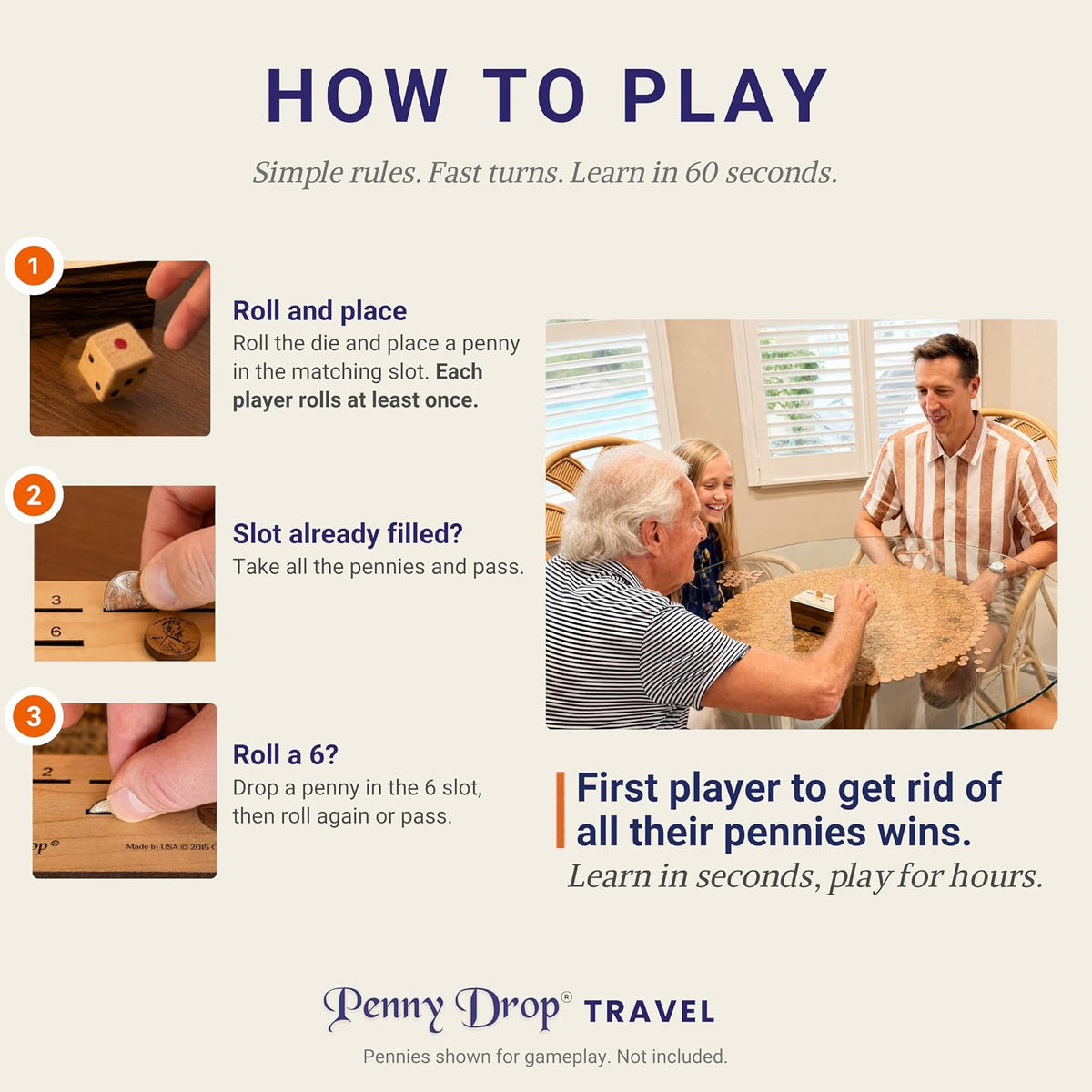 Creative Crafthouse Penny Drop Game – Travel Edition, Compact Dice Game for Family Fun, Made in USA