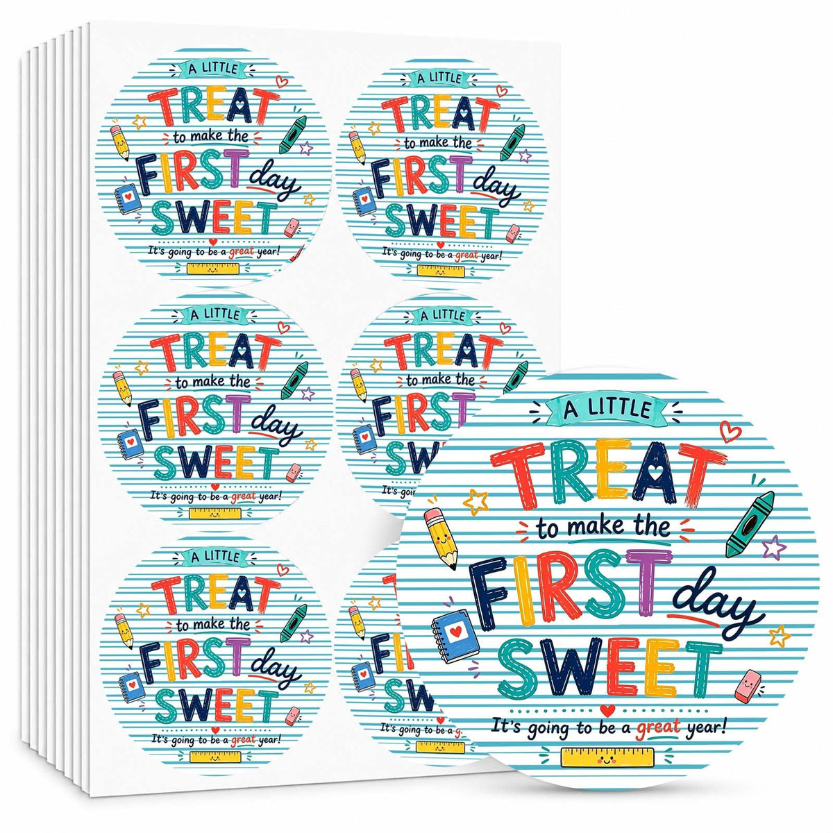 Valentine’s Day Stickers 120Pcs, 2 Inch Round Heart Labels for Kids Classroom Exchange, Happy Valentine’s Day Self-Adhesive Stickers for Treat Bags, Cards, Gifts & Party Favors