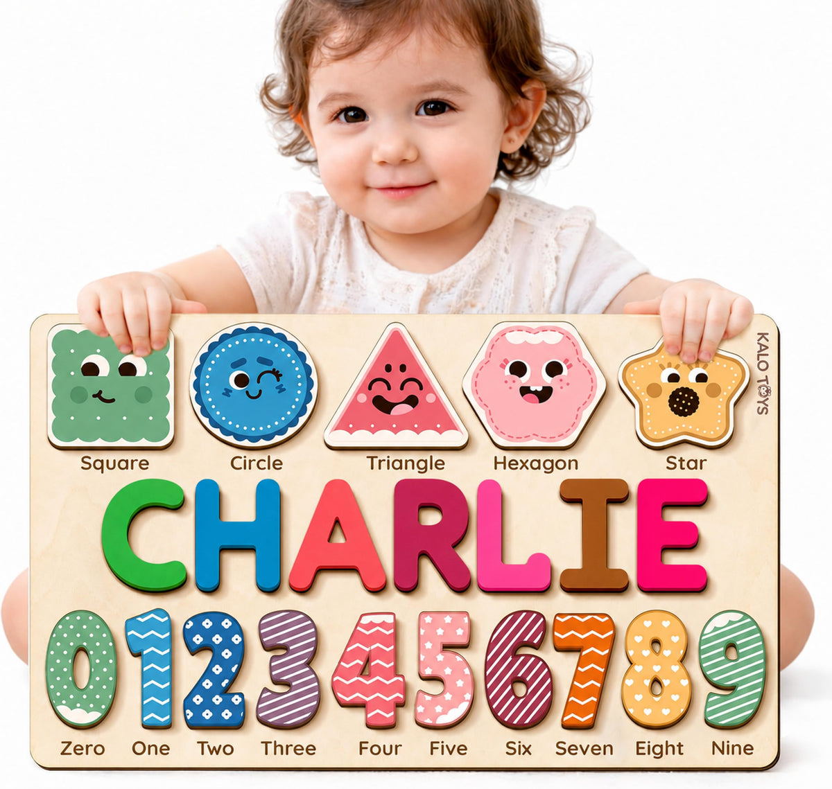 KALOTOYS Personalized Name Puzzle for Toddlers 1-3 | Custom Wooden Animal & Vehicle Puzzle for Boys & Girls | Handmade Montessori Toy, Keepsake & Perfect 1st Birthday Gift, CPC Certified