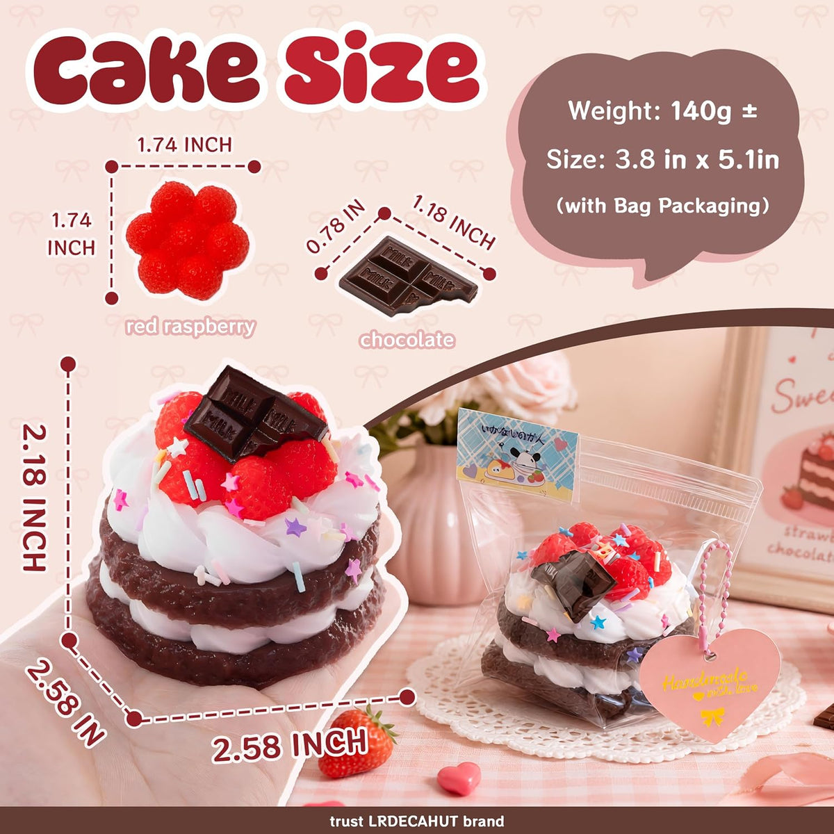 Cute Handmade Reuseable Taba Raspberry Tart Cake Squishy Toys