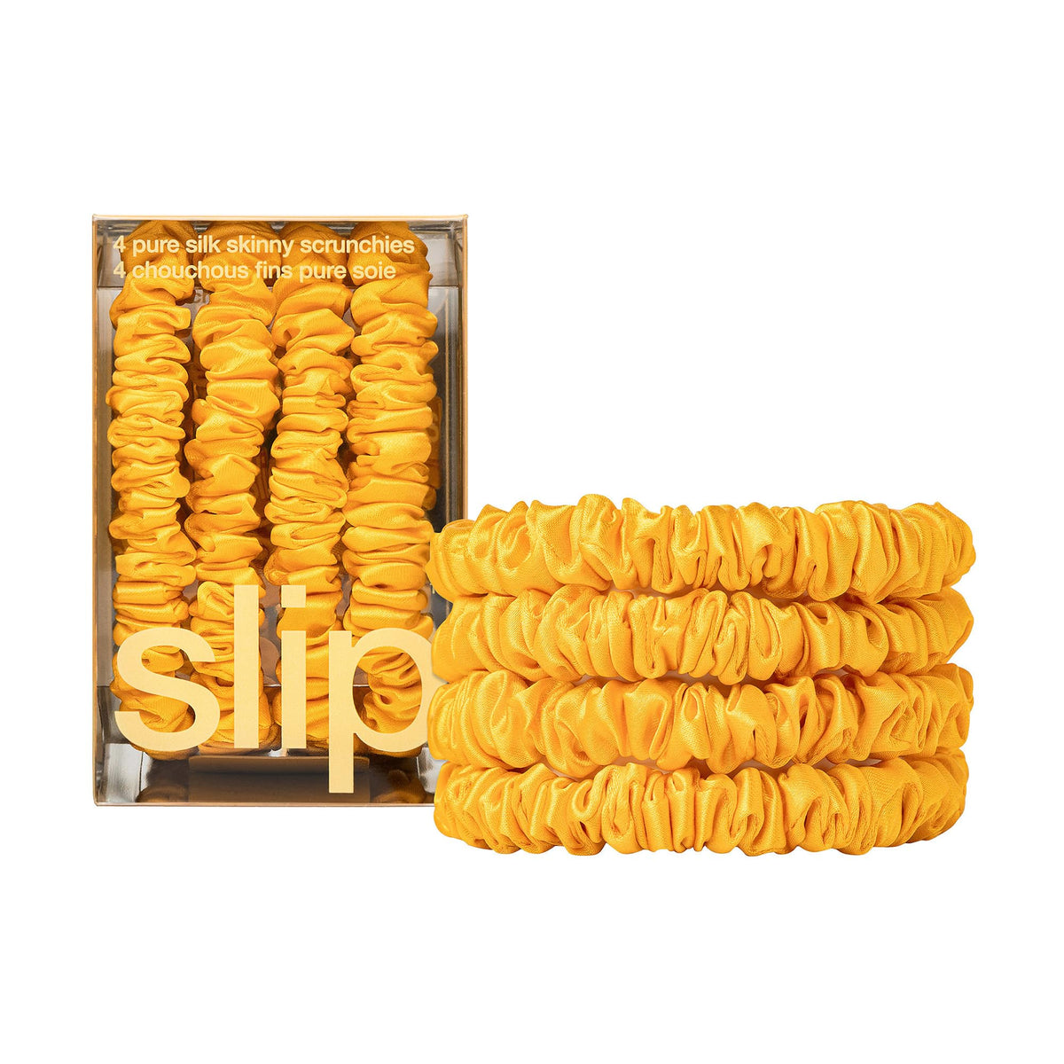 Slip Silk Hair Ties, Blonde Skinny Scrunchies, Set of 4 | Anti-Damage