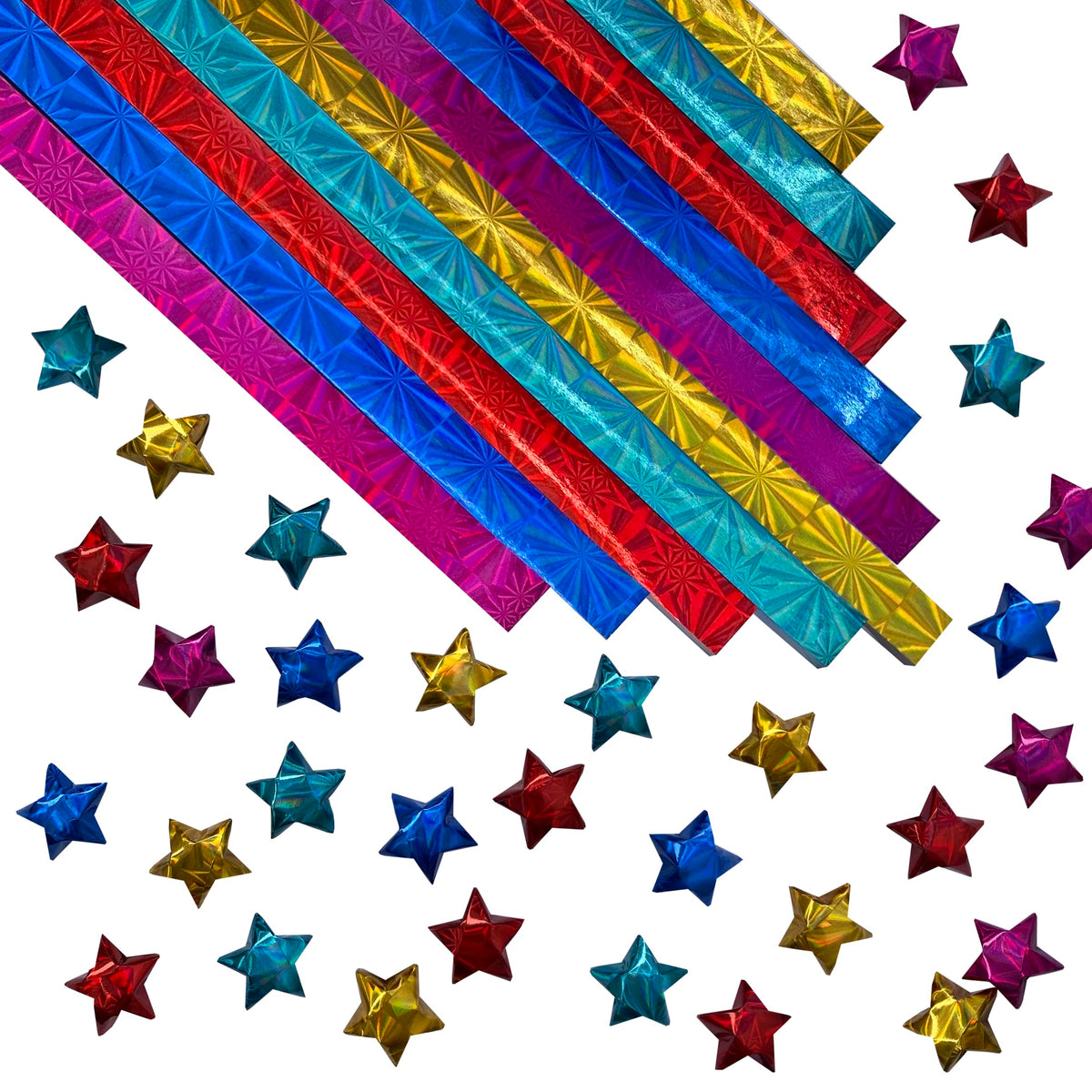 500-Strips Pink Foil Paper Strips for Making Origami Stars, Lucky Stars, Puff Star. Reflective Mirror Shiny Paper Strips, 0.5 x 11 inch. (Pink Foil, 500)