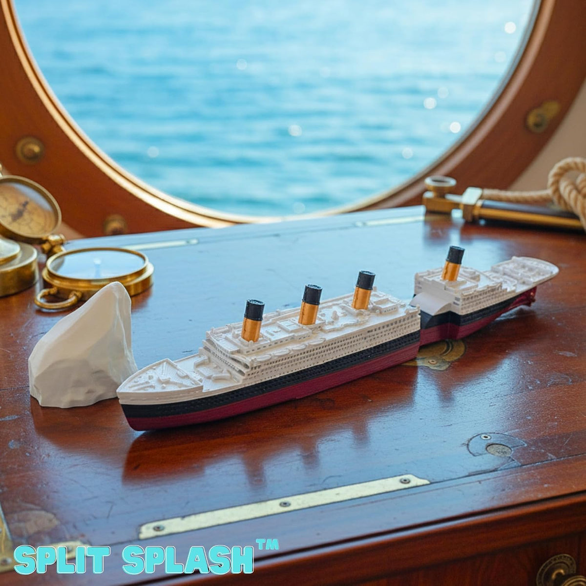 SplitSplash™ Realistic Split in half Titanic Bath Toy and Pool Toy - Titanic Toy, Titanic Ship, Titanic Cake Topper, Historically Accurate Breakable Titanic Boat, Titanic Replica