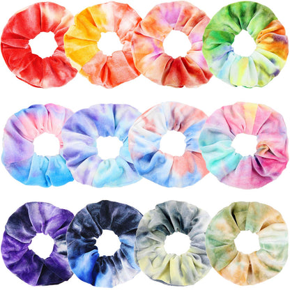 IVARYSS Scrunchies for Women, 12 Pcs Neutral Velvet Scrunchies for Hair, Classic Elastic Thick Scrunchy Hair Bands Ties, Soft Ropes Ponytail Holder Hair Accessories