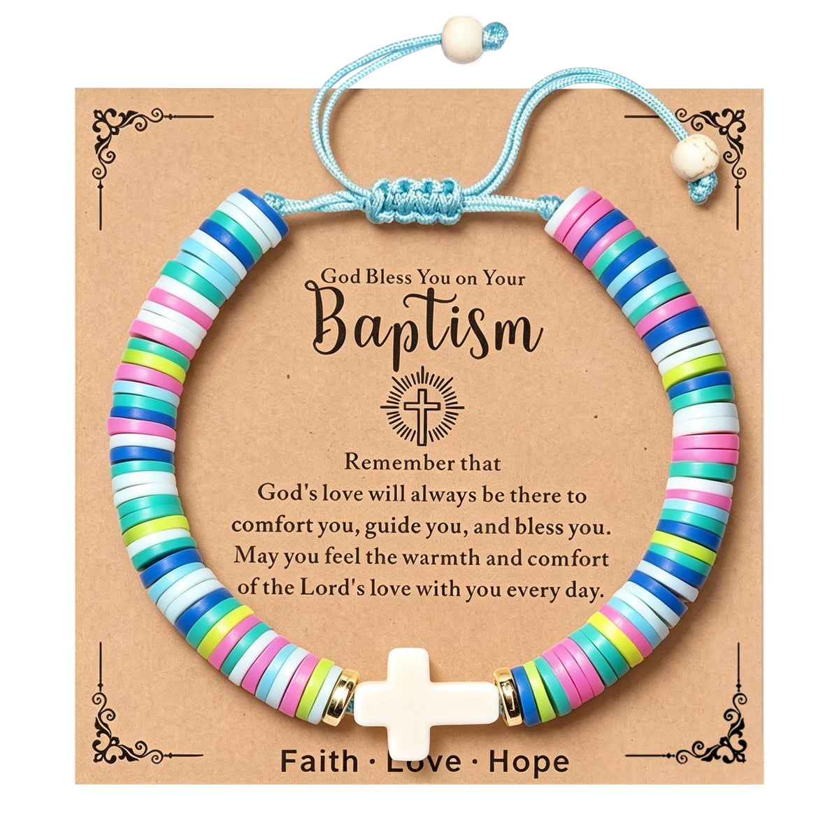 TAGOMEI Cross Bracelet Baptism Gifts for Girl Kids Women Christian Gifts
