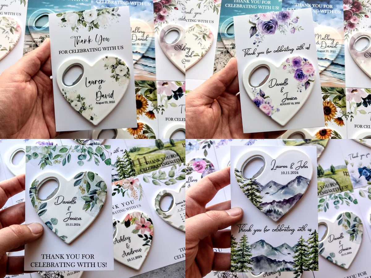 Wedding Favors for Guests, Personalized Bottle Opener, Save the Date Magnet, Custom Bottle Opener, Wedding Party Favors for Guests in bulk. 10 to 300 pcs.
