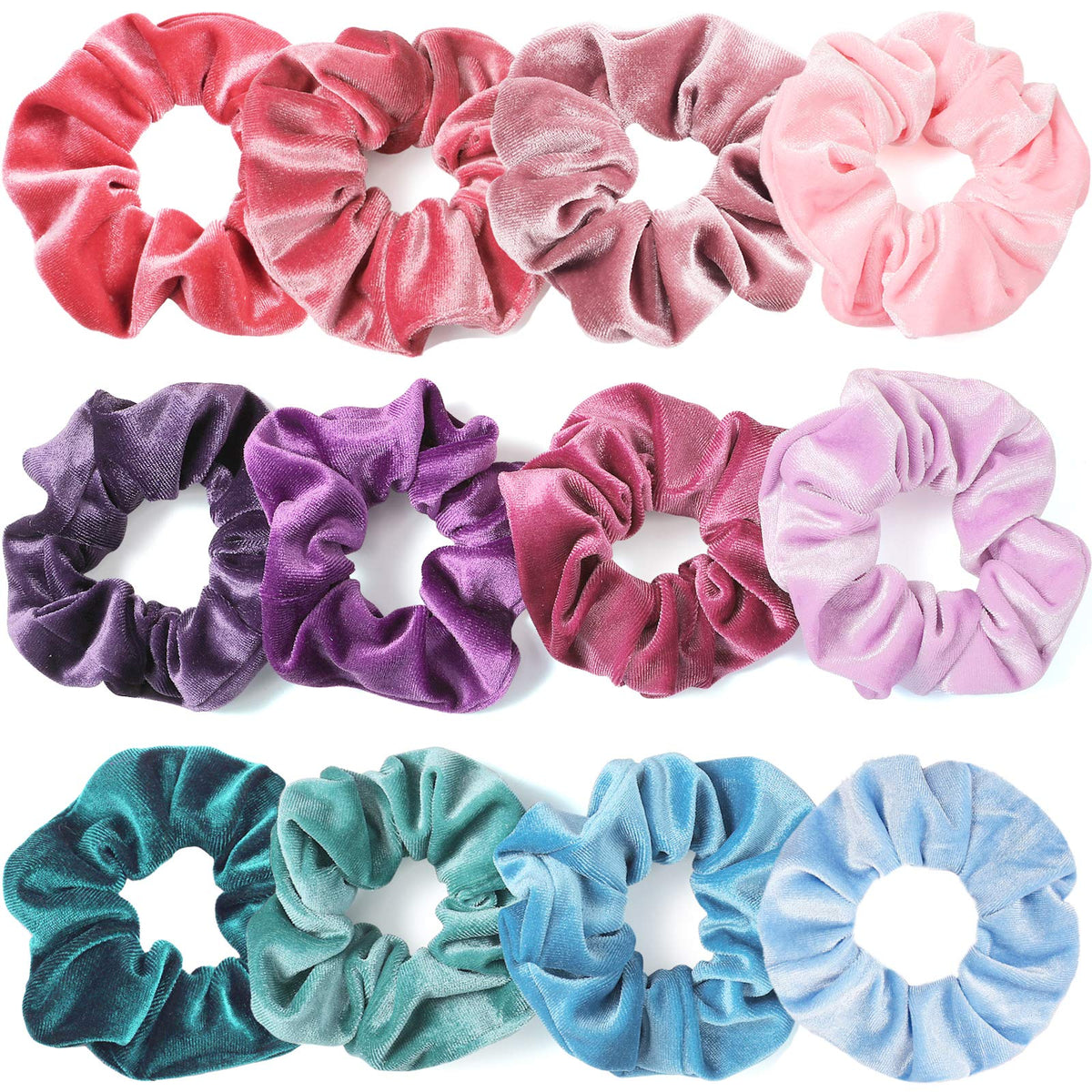 IVARYSS Scrunchies for Women, 12 Pcs Neutral Velvet Scrunchies for Hair, Classic Elastic Thick Scrunchy Hair Bands Ties, Soft Ropes Ponytail Holder Hair Accessories