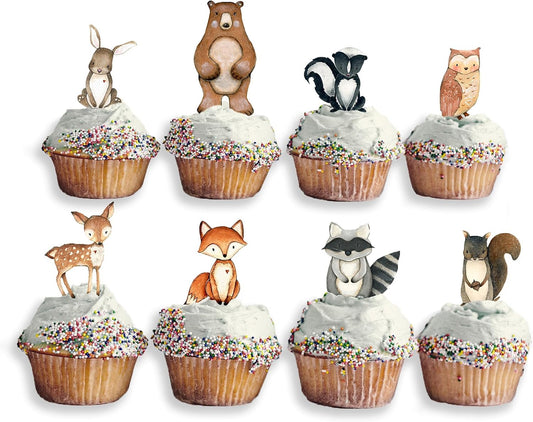 Forest Critters Painted Wooden Animal Cutout Shapes (Cupcake Topper (Set of 3))