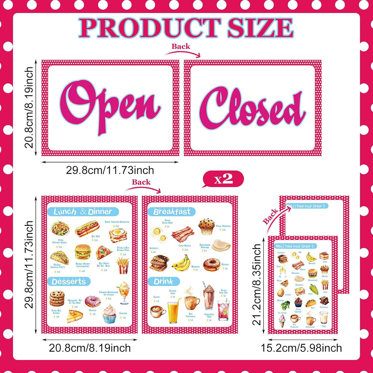 6 Pcs Play Restaurant Menus for Kids Pretend Restaurant Order Pad Food Menu