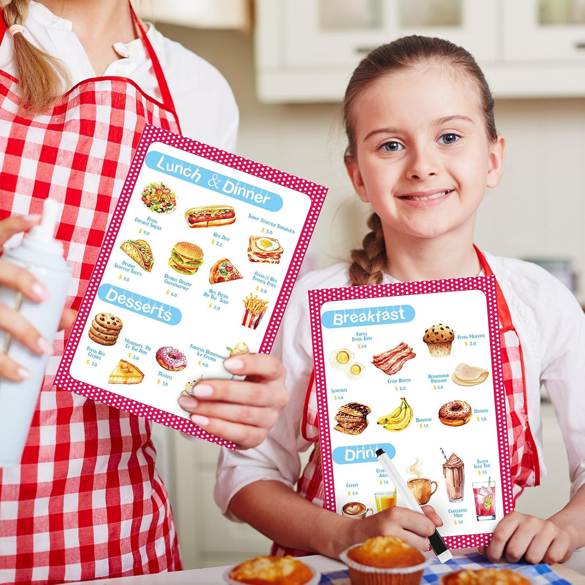 6 Pcs Play Restaurant Menus for Kids Pretend Restaurant Order Pad Food Menu