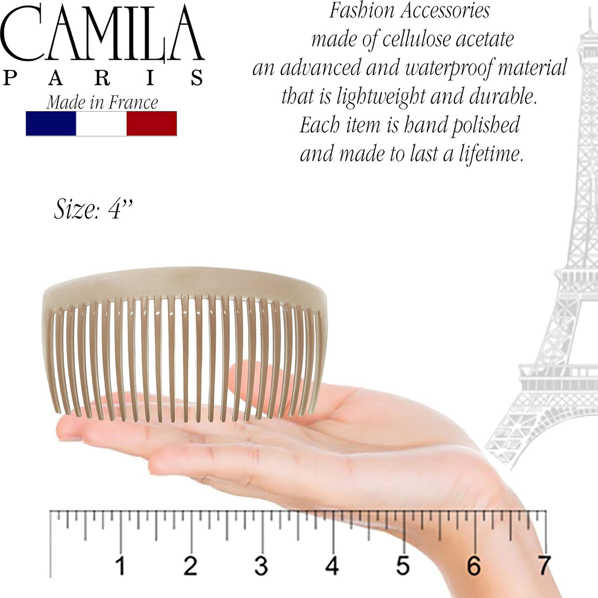 Camila Paris CP2912 Hair Side Comb, 4" Large French Twist Hair Combs Clips