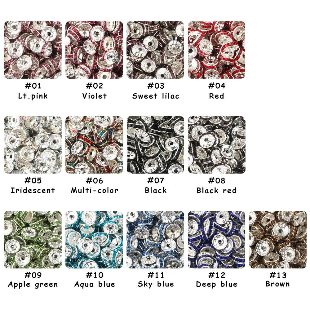 10mm Metal Crystal Bead, Bead Assortment, Bead Mix, 50pcs/set Artificial DIY Jewelry Accessories for Bracelet & Necklace, DIY Jewelry Making Supplies for Women & Girls, Diy Beads, Beading Supplies