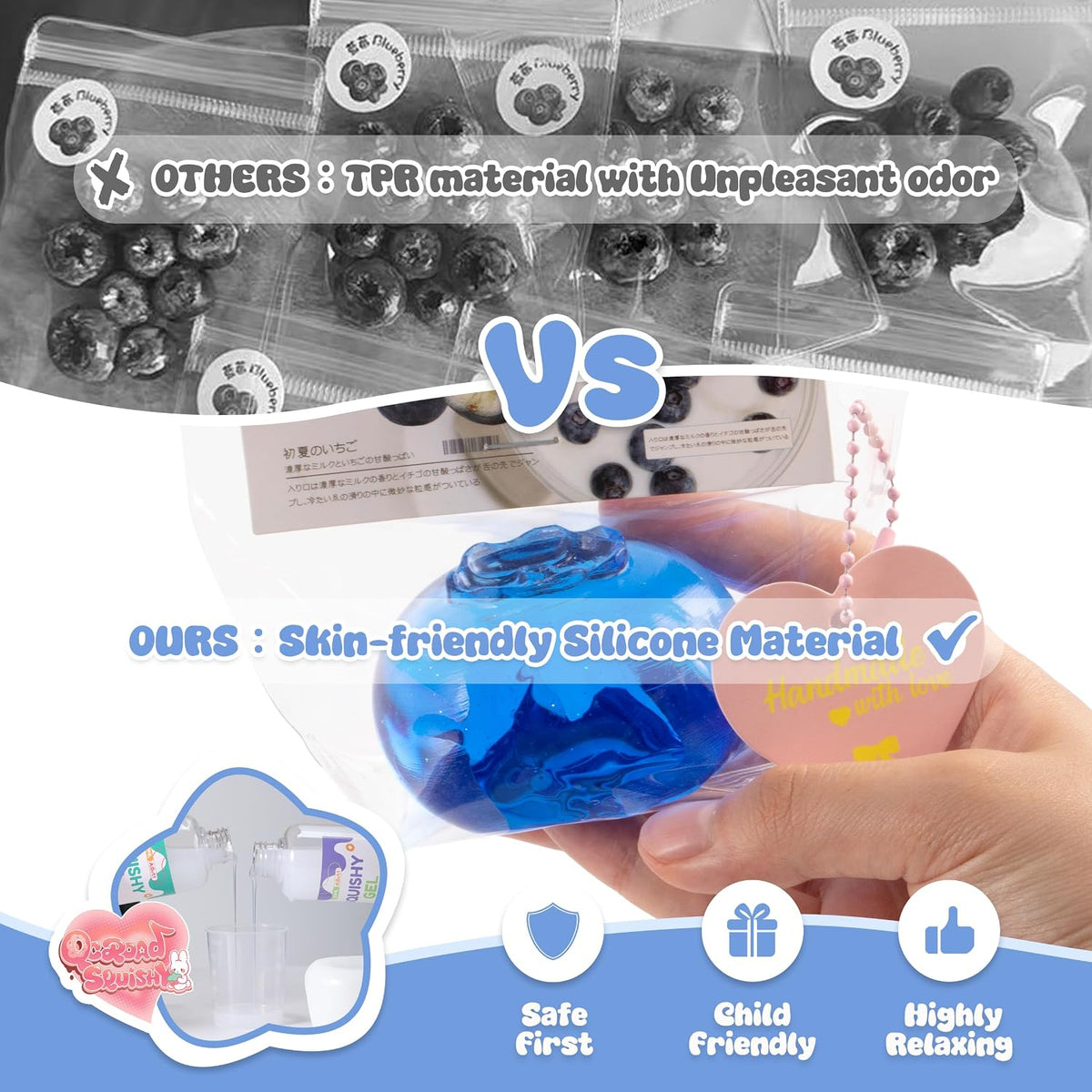 Taba Blueberry Squishy, Sticky Squeeze Fidget Toy,for 3+ Kids & Adults