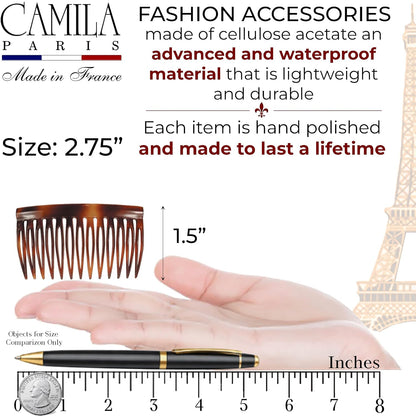 Camila Paris AD825/2 Hair Side Comb 2.75" French Twist Hair Combs Clips
