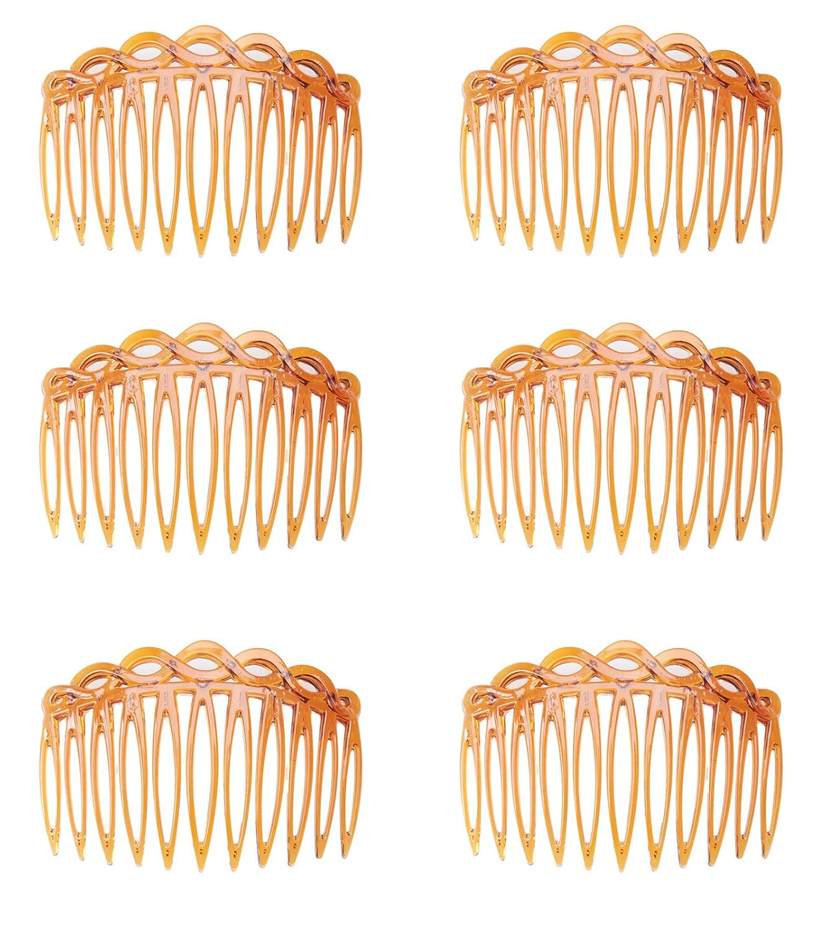 6 Pcs 11 Teeth Hair Side Combs 8.2 x 5.3 cm Tortoise Hairpin (Clear)