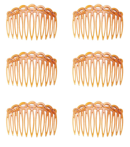 6 Pcs 11 Teeth Hair Side Combs 8.2 x 5.3 cm Tortoise Hairpin (Clear)