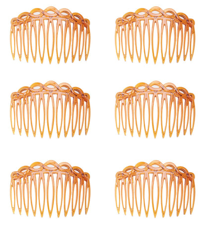 6 Pcs 11 Teeth Hair Side Combs 8.2 x 5.3 cm Tortoise Hairpin (Clear)
