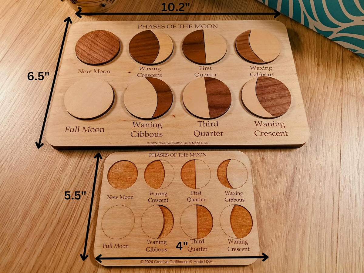 Creative Crafthouse Moon Phases Wood Puzzle, Lunar Cycle Learning Board