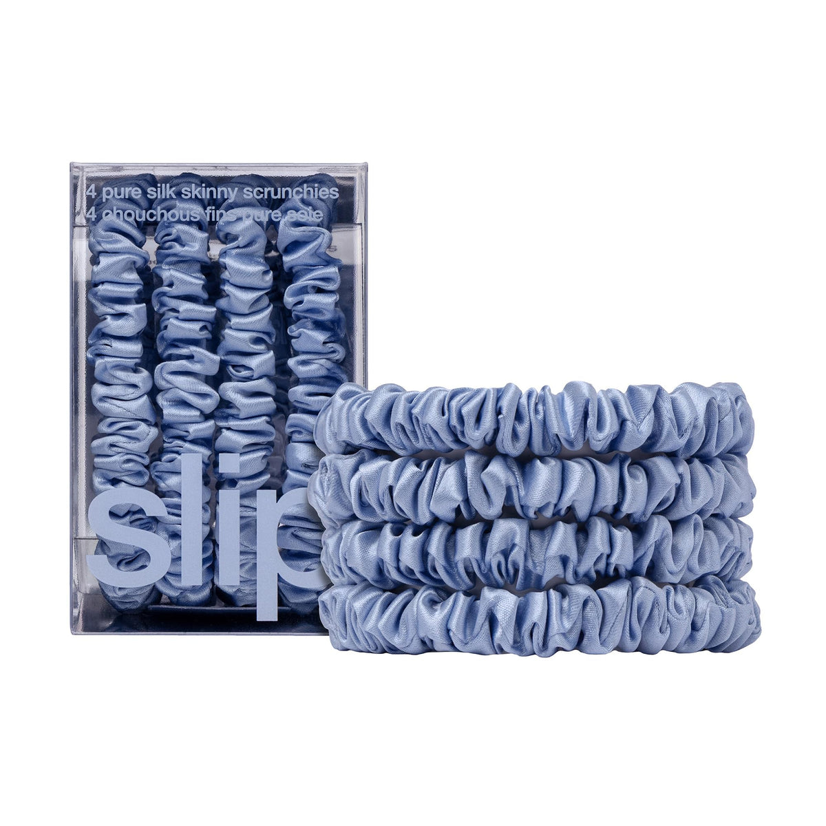 Slip Silk Hair Ties, Blonde Skinny Scrunchies, Set of 4 | Anti-Damage