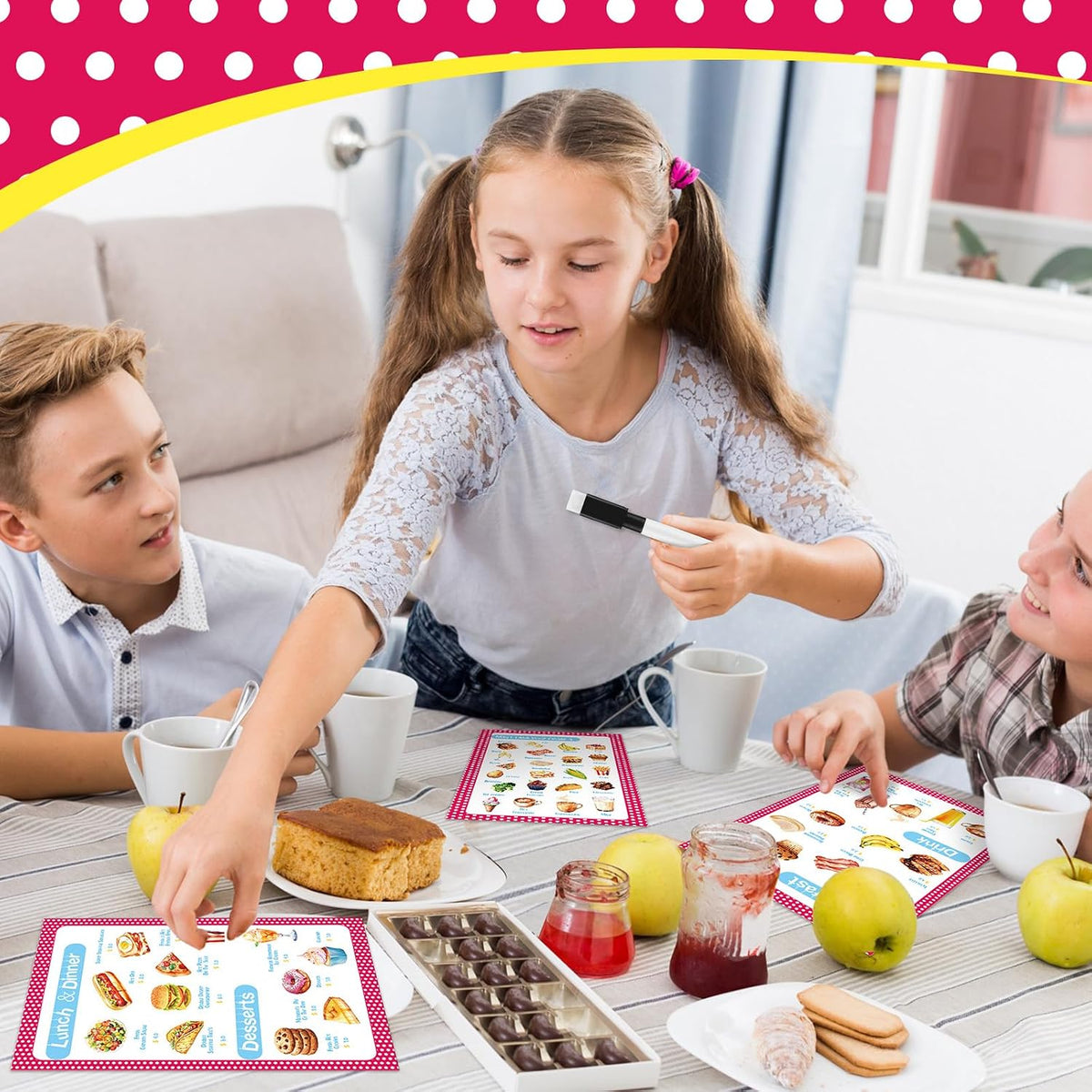 6 Pcs Play Restaurant Menus for Kids Pretend Restaurant Order Pad Food Menu