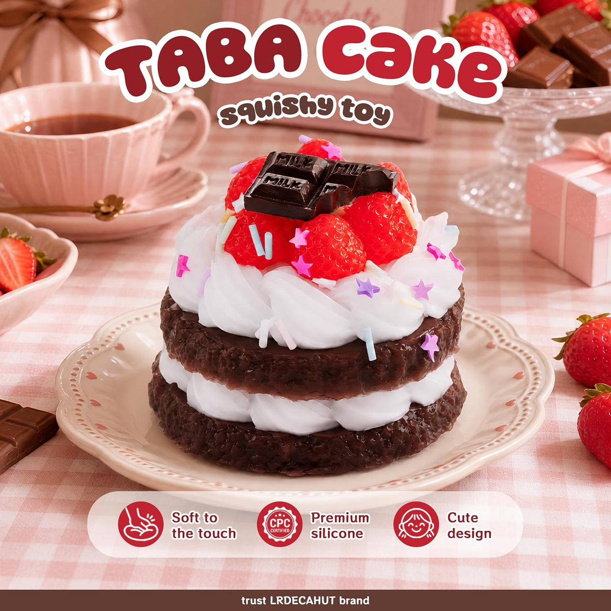 Cute Handmade Reuseable Taba Raspberry Tart Cake Squishy Toys