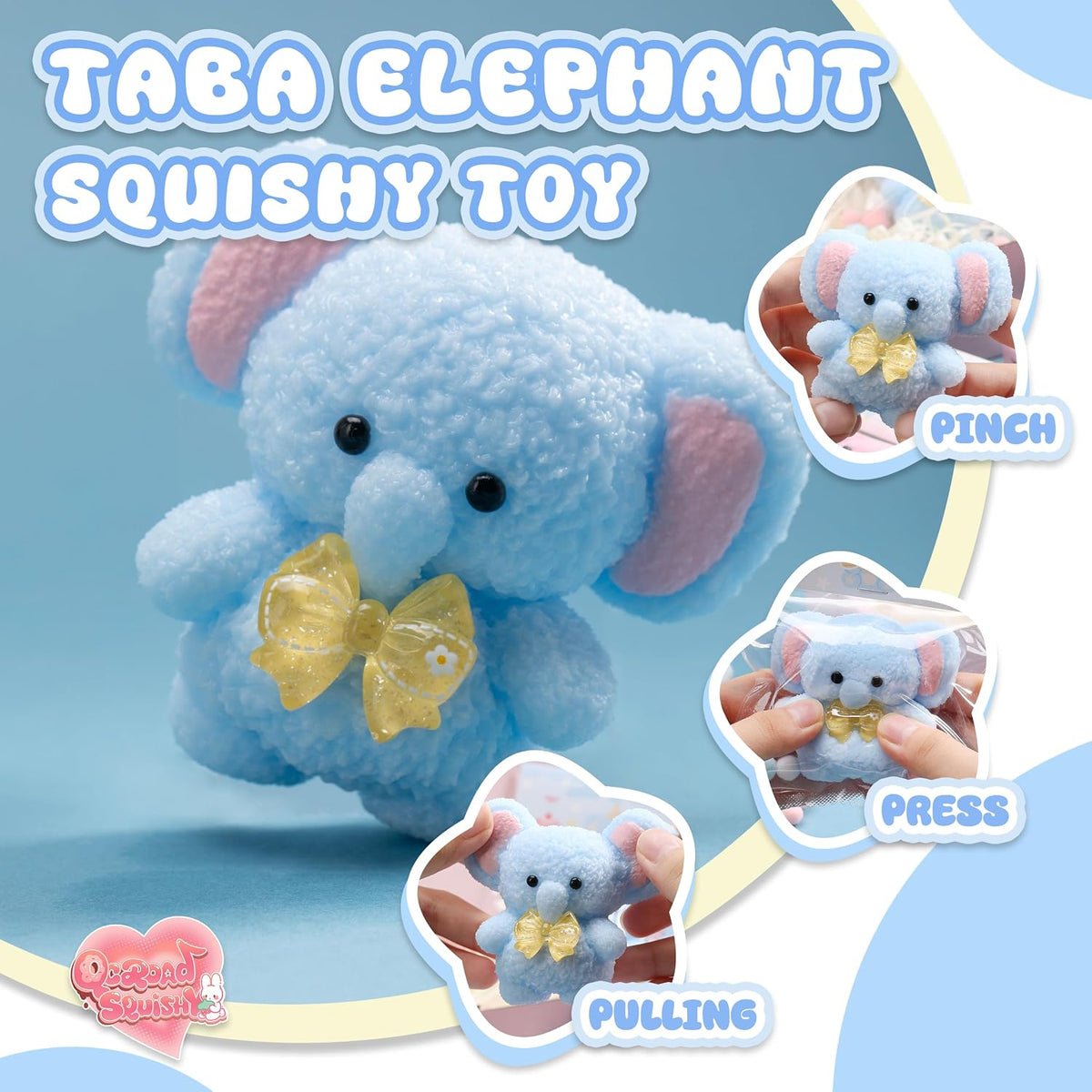 Handmade Taba Blue Elephant Squishy Toy