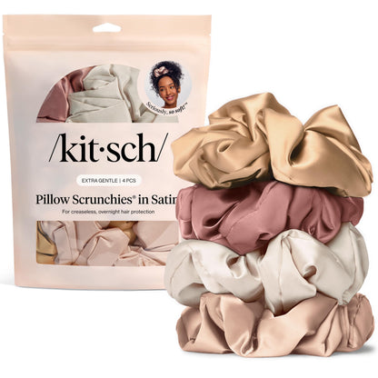 Kitsch Satin Scrunchies for Women | For All Hair Types Terracotta, 6pcs