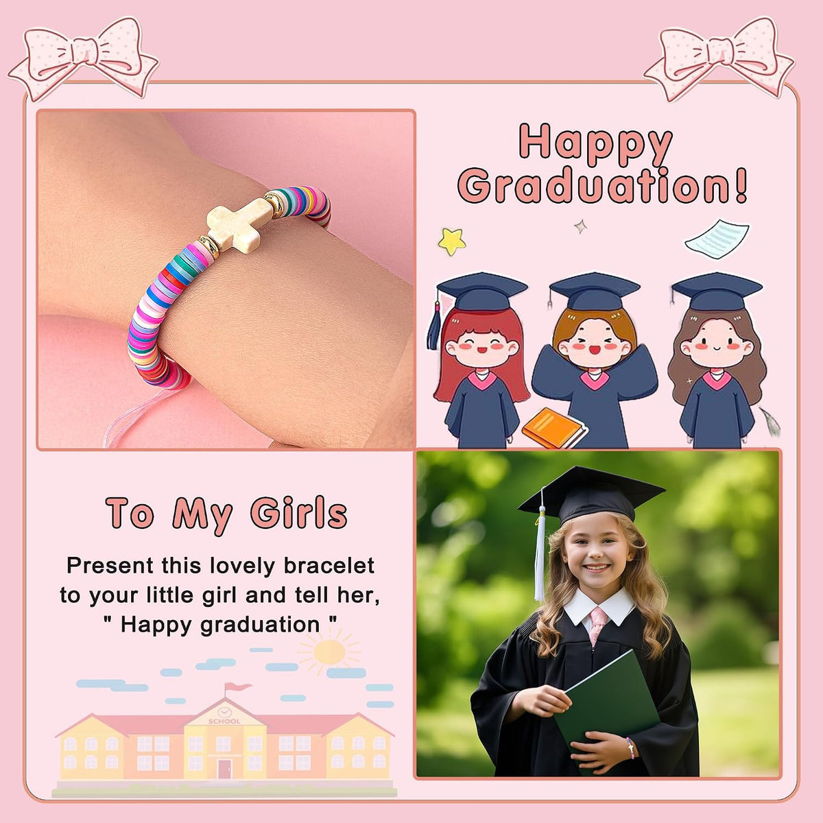 TAGOMEI Cross Bracelet Baptism Gifts for Girl Kids Women Christian Gifts