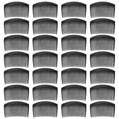 28 Pack Black Small Plastic Hair Side Comb With Long Teeth Hairpins Grips Barrettes Clamps Bows for Women Bridal Wedding Veil Decorative Headpiece French Twist Updo Bun Accessories