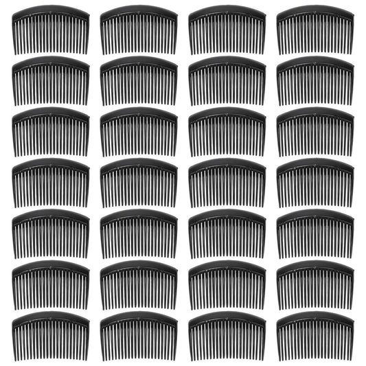 28 Pack Black Small Plastic Hair Side Comb With Long Teeth Hairpins Grips Barrettes Clamps Bows for Women Bridal Wedding Veil Decorative Headpiece French Twist Updo Bun Accessories