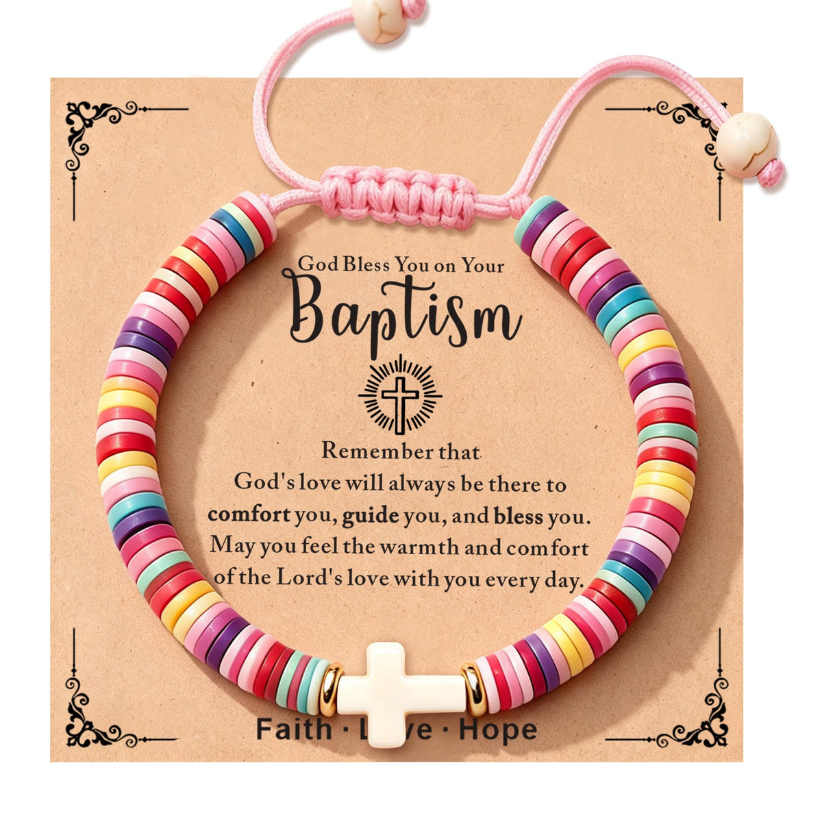 TAGOMEI Cross Bracelet Baptism Gifts for Girl Kids Women Christian Gifts