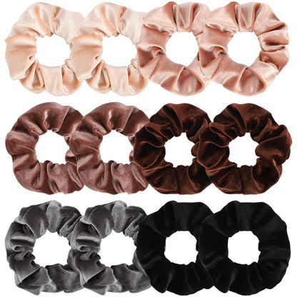Whaline 12 Pack Velvet Hair Scrunchies for Women, 12 Colors