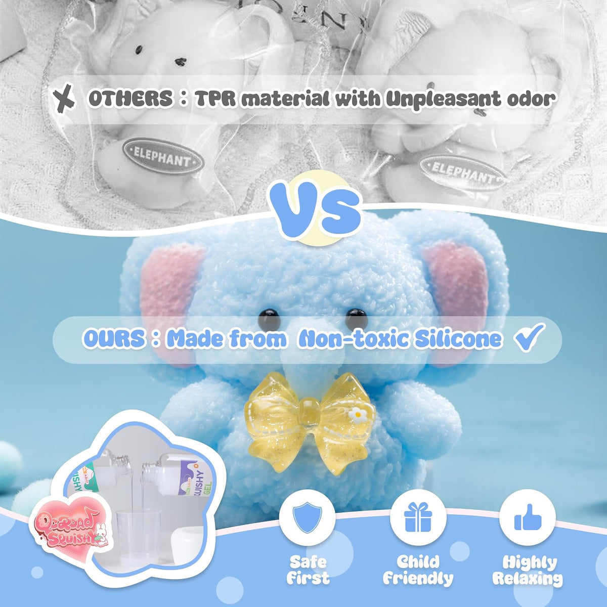 Handmade Taba Blue Elephant Squishy Toy