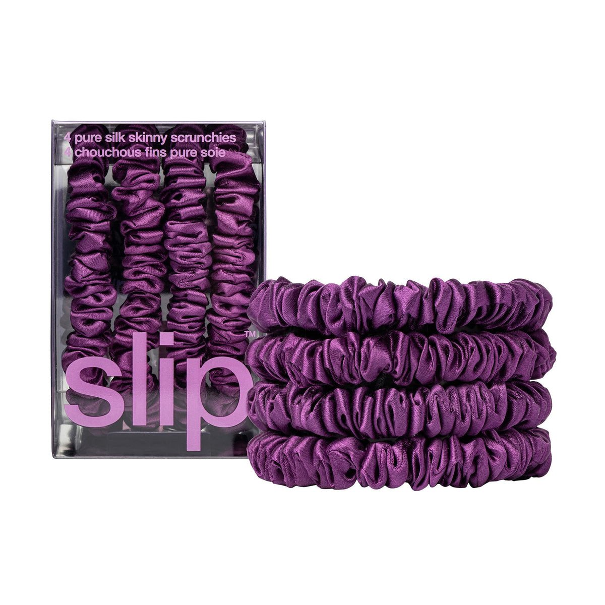 Slip Silk Hair Ties, Blonde Skinny Scrunchies, Set of 4 | Anti-Damage