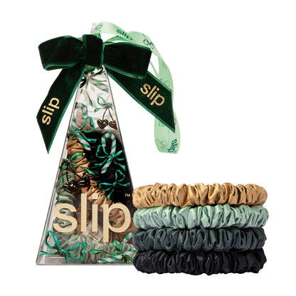 Slip Silk Hair Ties, Blonde Skinny Scrunchies, Set of 4 | Anti-Damage