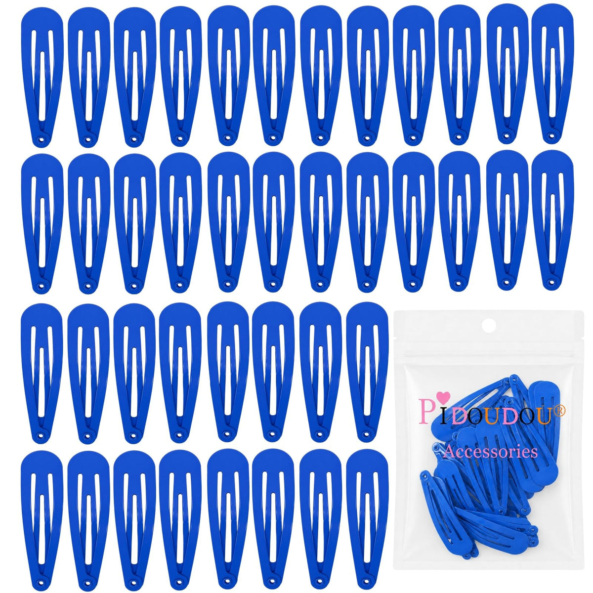40 Pack Black 2 Inch Barrettes Women Metal Snap Hair Clips Accessories