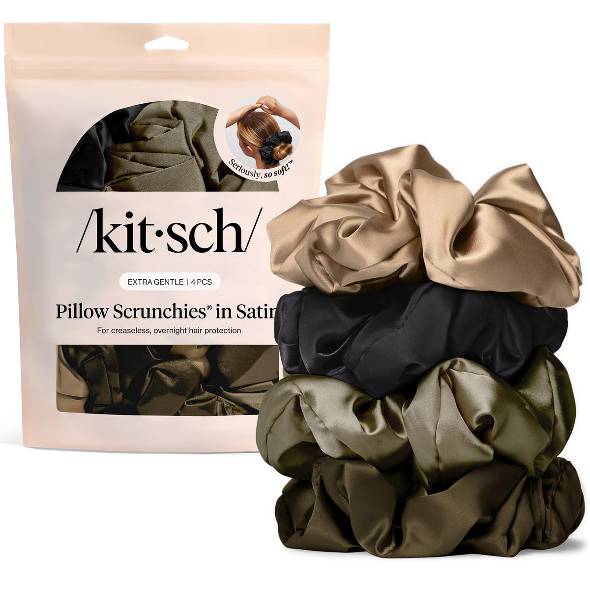 Kitsch Satin Scrunchies for Women | For All Hair Types Terracotta, 6pcs